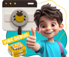 Тестирование & Vibe Debug. Охотники за багами - КИБЕРшкола программирования для детей, компьютерные курсы для школьников, начинающих и подростков - KIBERone г. Ангарск